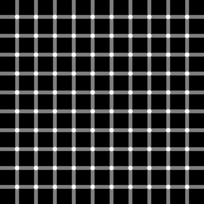 black spots where the white lines meet black spots where the white lines meet